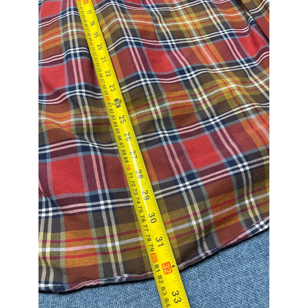 Cinch Mens Small Red Orange Plaid Long Sleeve Button Down Western Shirt - Picture 4 of 6